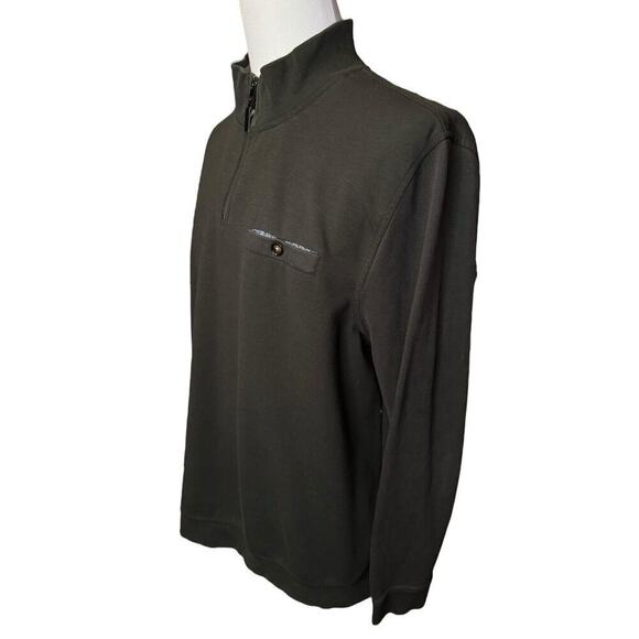 Ted Baker London Mens Size 2X/7 1/4 Zip Pullover Sweater Olive Green Old Money - Picture 3 of 8